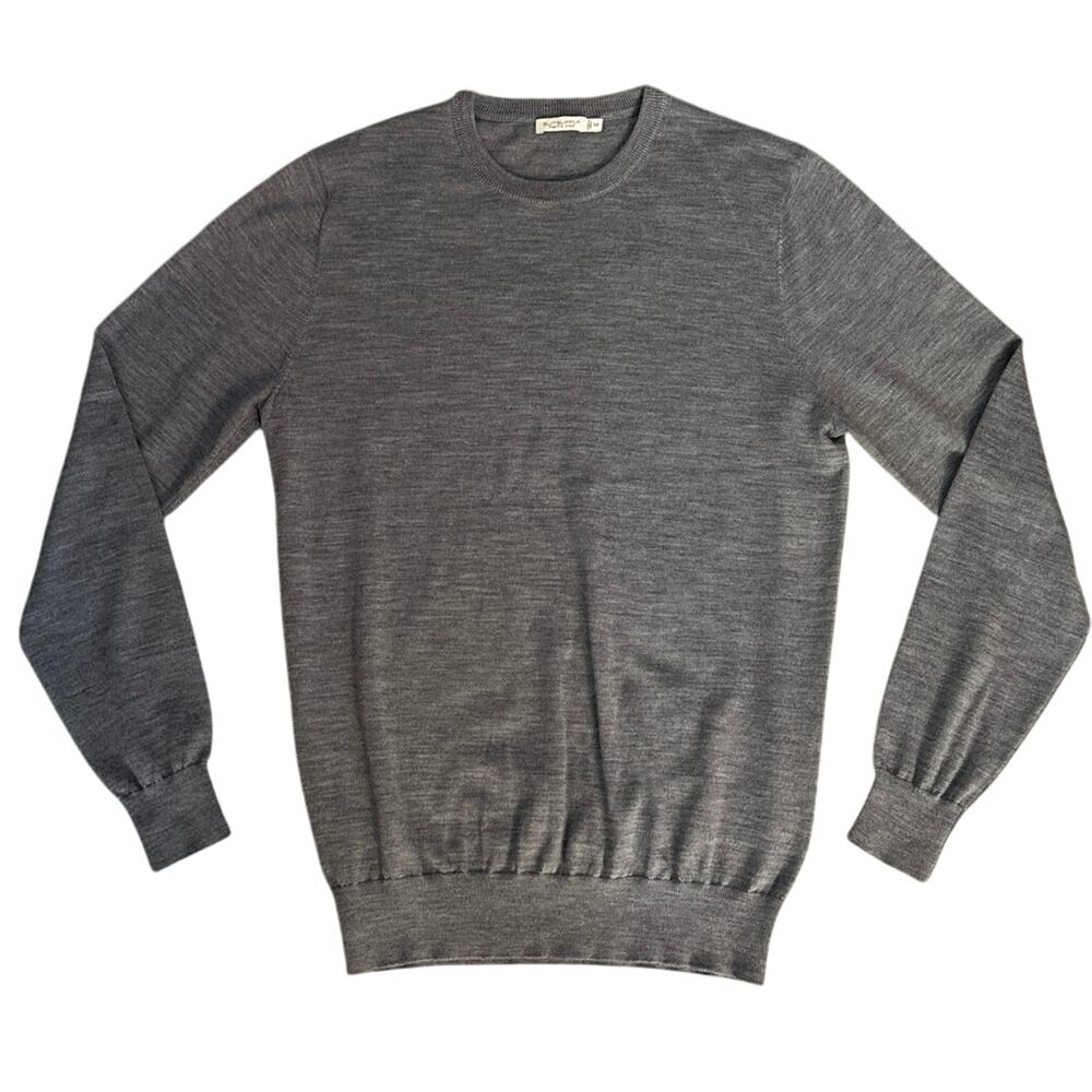 SuitSupply Size M 100% Merino Wool Crewneck Sweater Lightweight Grey Gray